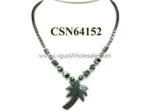Hematite Coconut tree Pendant Beads Stone Chain Choker Fashion Women Necklace